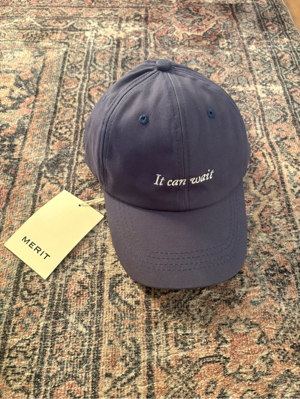 Merit Beauty - Navy - 'It Can Wait' Embroidered Baseball Cap - Women